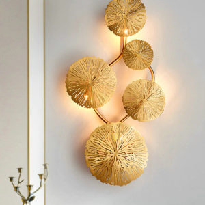 Retro-Gold-Lotusblatt-Wandleuchte in Kupfer Vintage-Lampe Vintage-Objekt df696df198707592f832b1: 4 feuilles|5 feuilles|6 feuilles|8 feuilles
