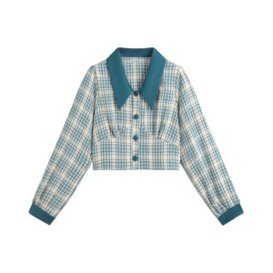 Elegante Vintage-Bluse mit Karos und Knöpfen für Frauen Vintage-Hemd Vintage-Jacke Vintage-Kleidung 87aa0330980ddad2f9e66f: Eine Größe für alle