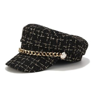 Vintage karierte Mütze für Frauen Vintage-Accessoire Vintage-Mütze a7796c561c033735a2eb6c: Rot|Schwarz|Weiß